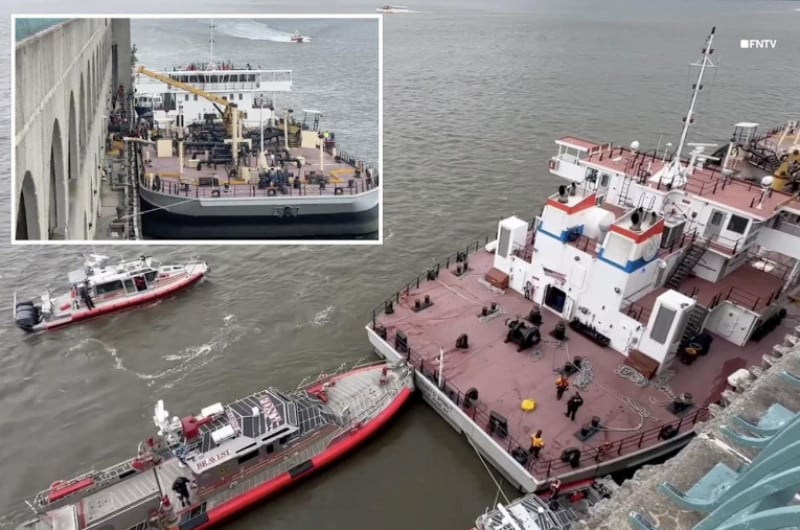 Boat carrying raw sewage in the Hudson River.