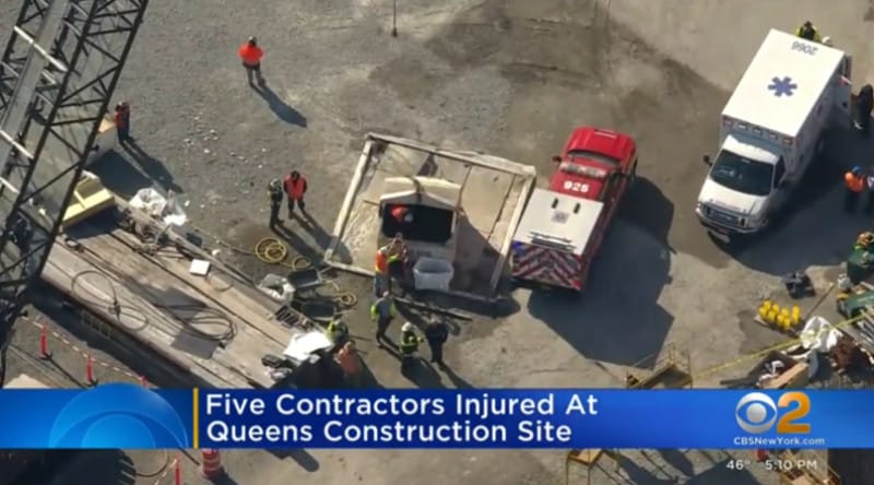 Five contractors injured at Queens construction site.