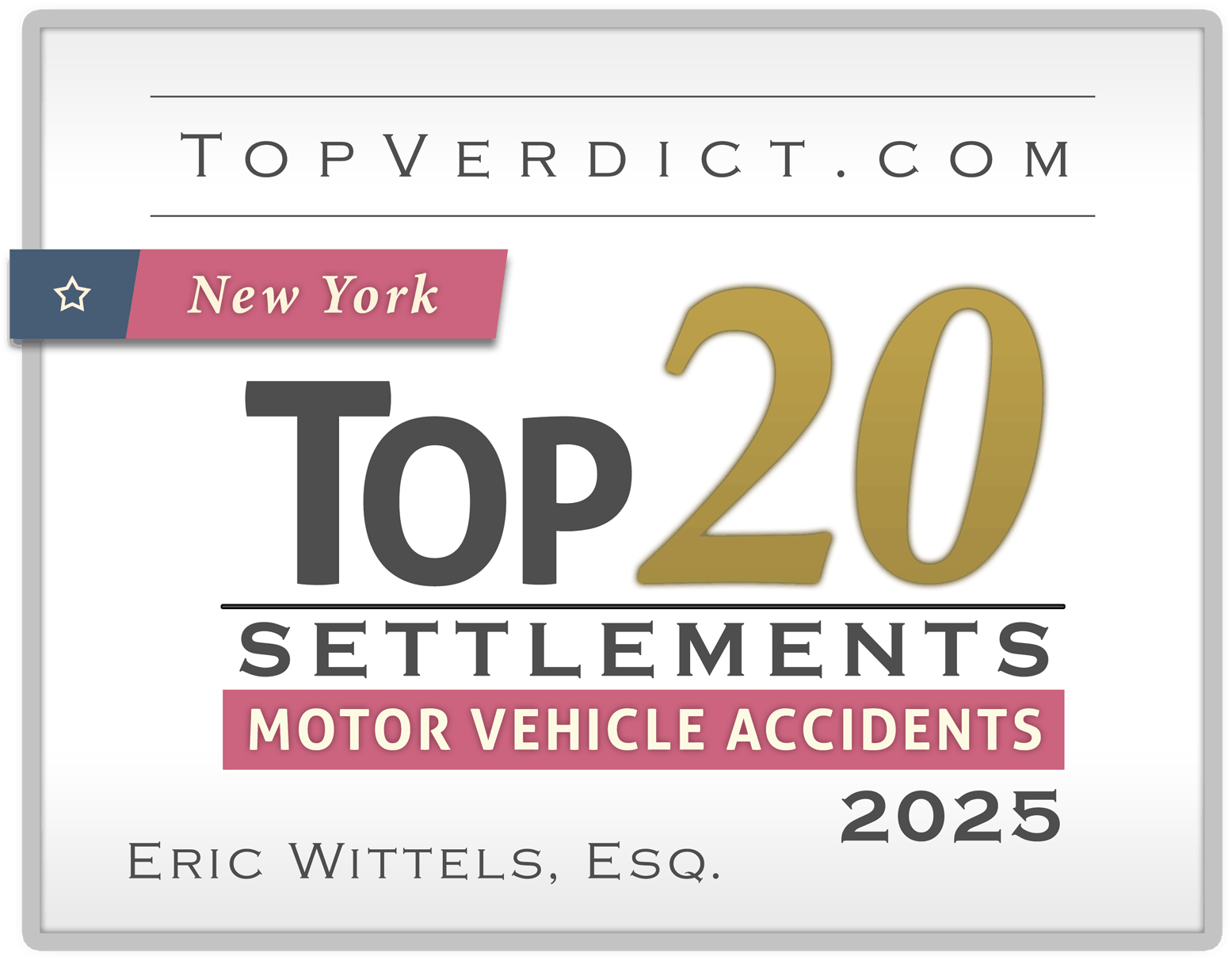 Eric Wittels - Top 20 Motor Vehicle Accident Settlements New York 2025
